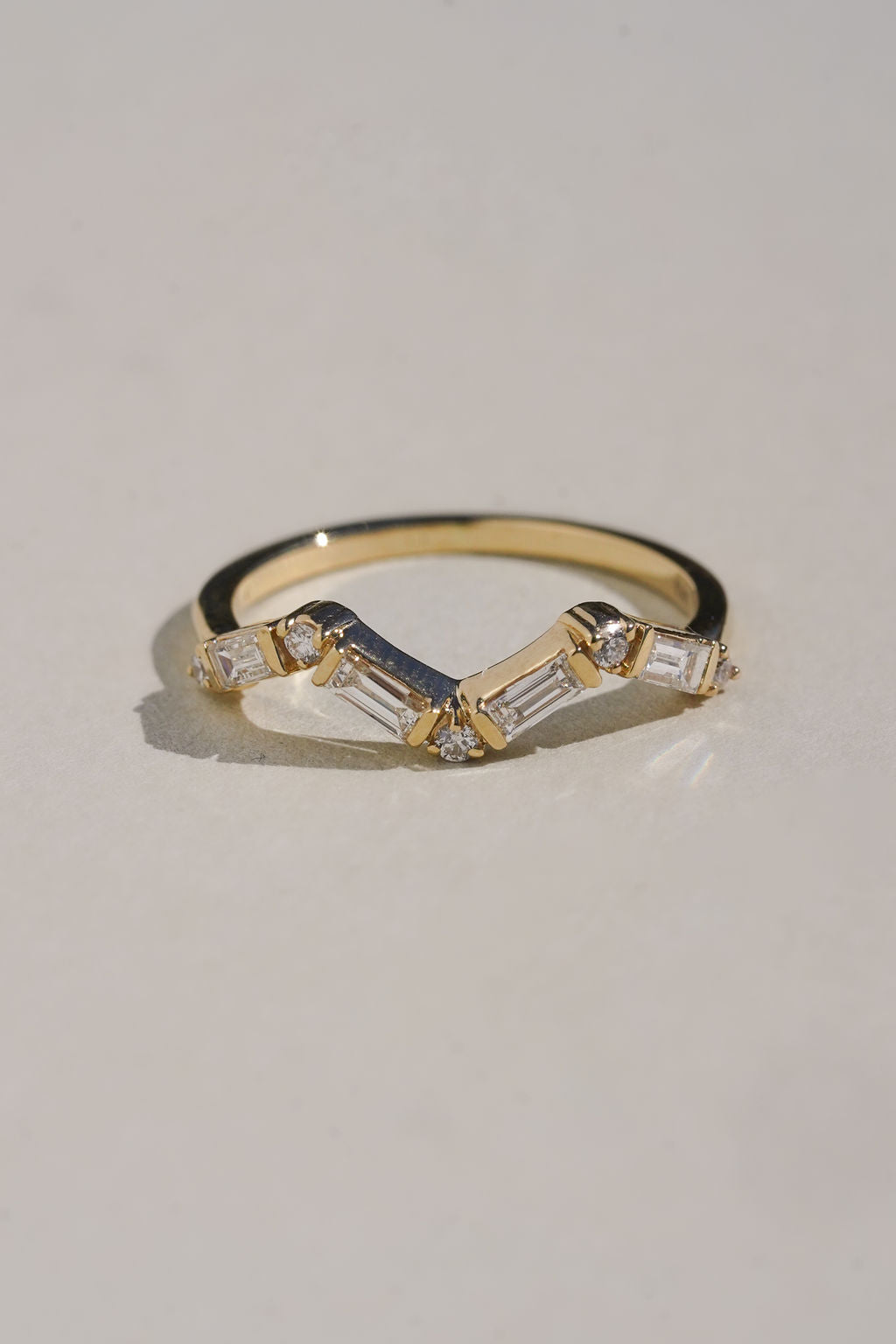 14K Gold Chevron Diamond Ring
