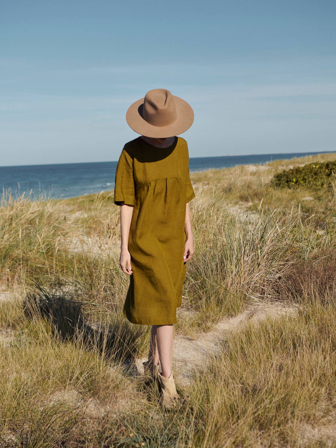 Oversized Linen Dress in Olive