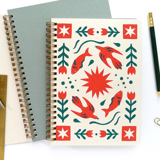 Folk Flower Spiral Notebook