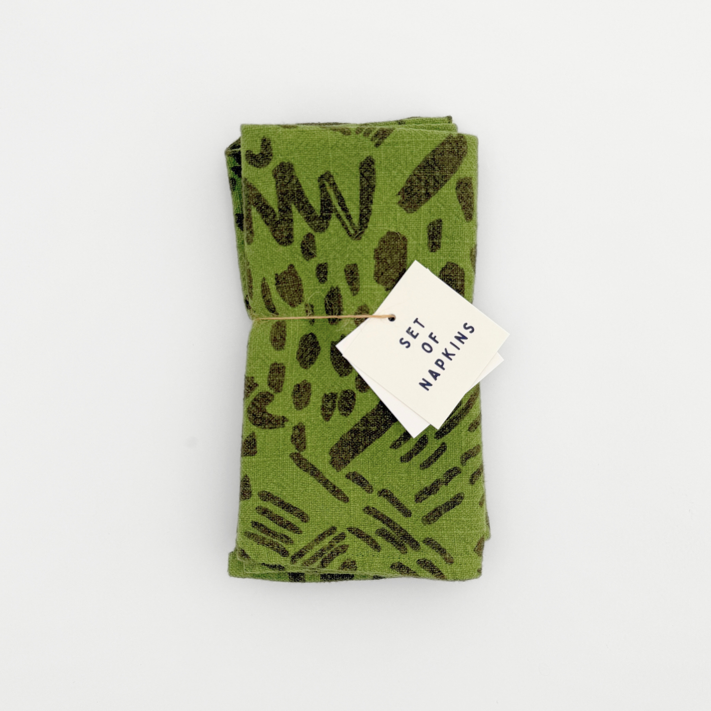 Dashes + Moon Napkin Pair / Moss