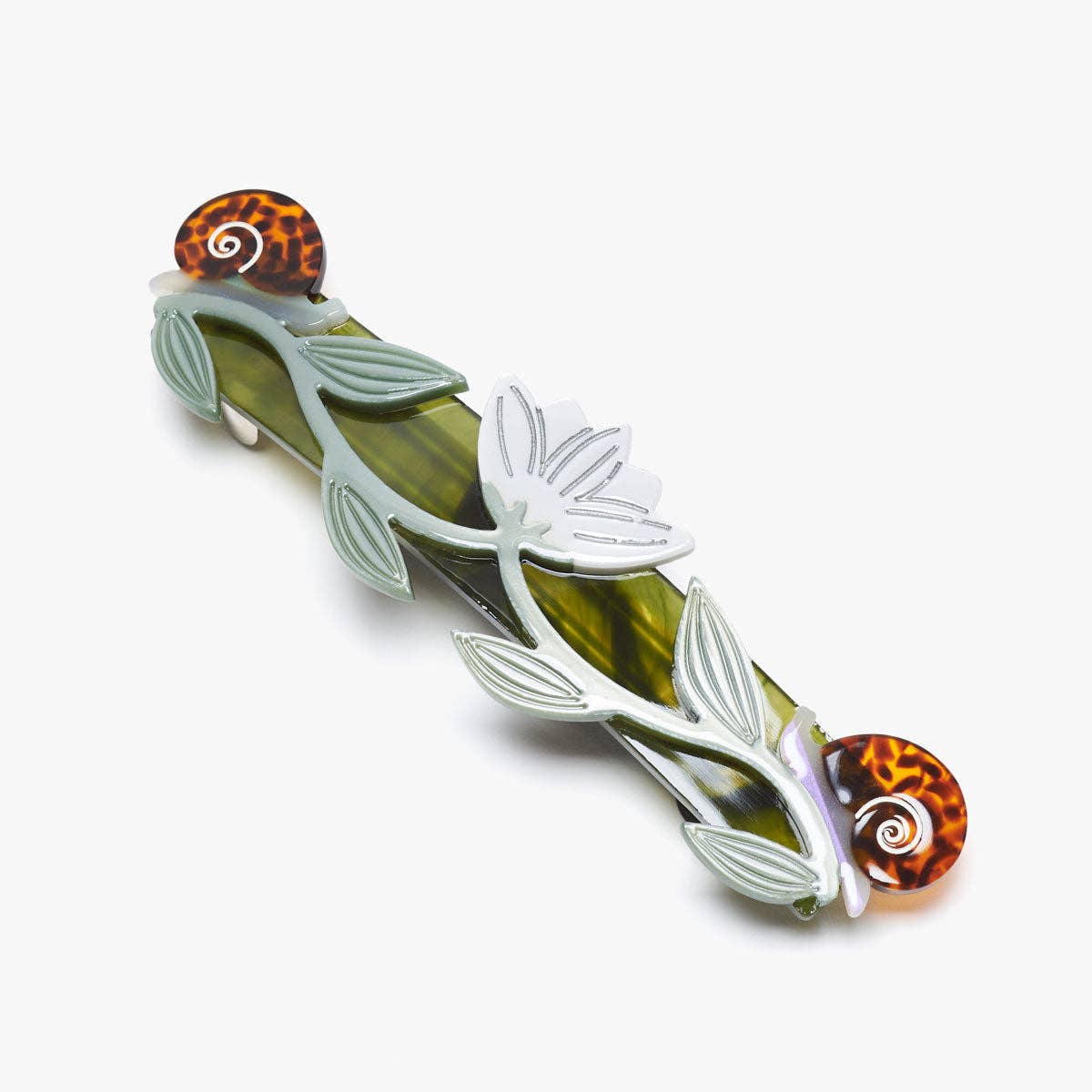 Lotus and Snail French Barrette