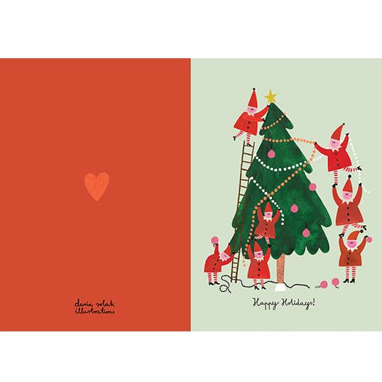 Christmas Tree Elves Greeting Card