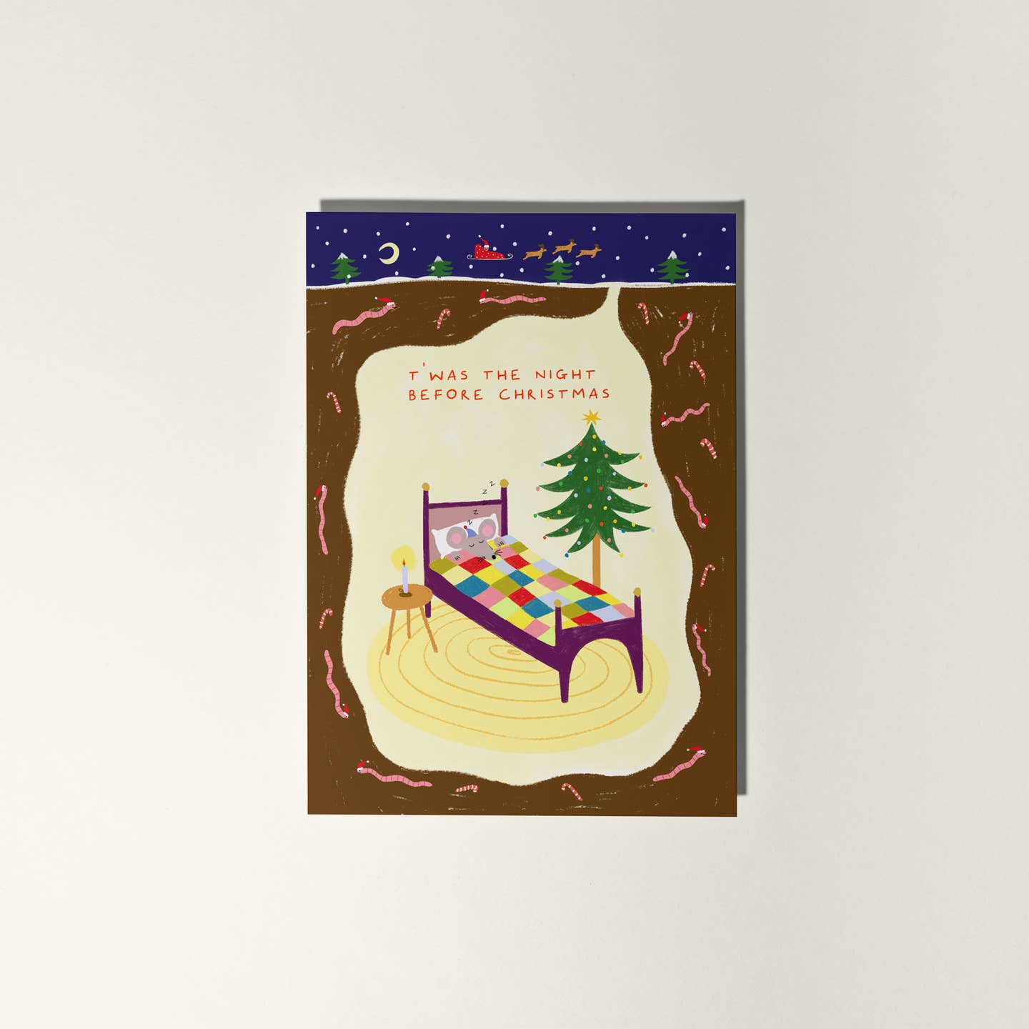 Night Before Christmas Mouse Greeting Card