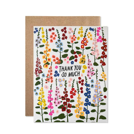 Thank You Hollyhocks Greeting Card