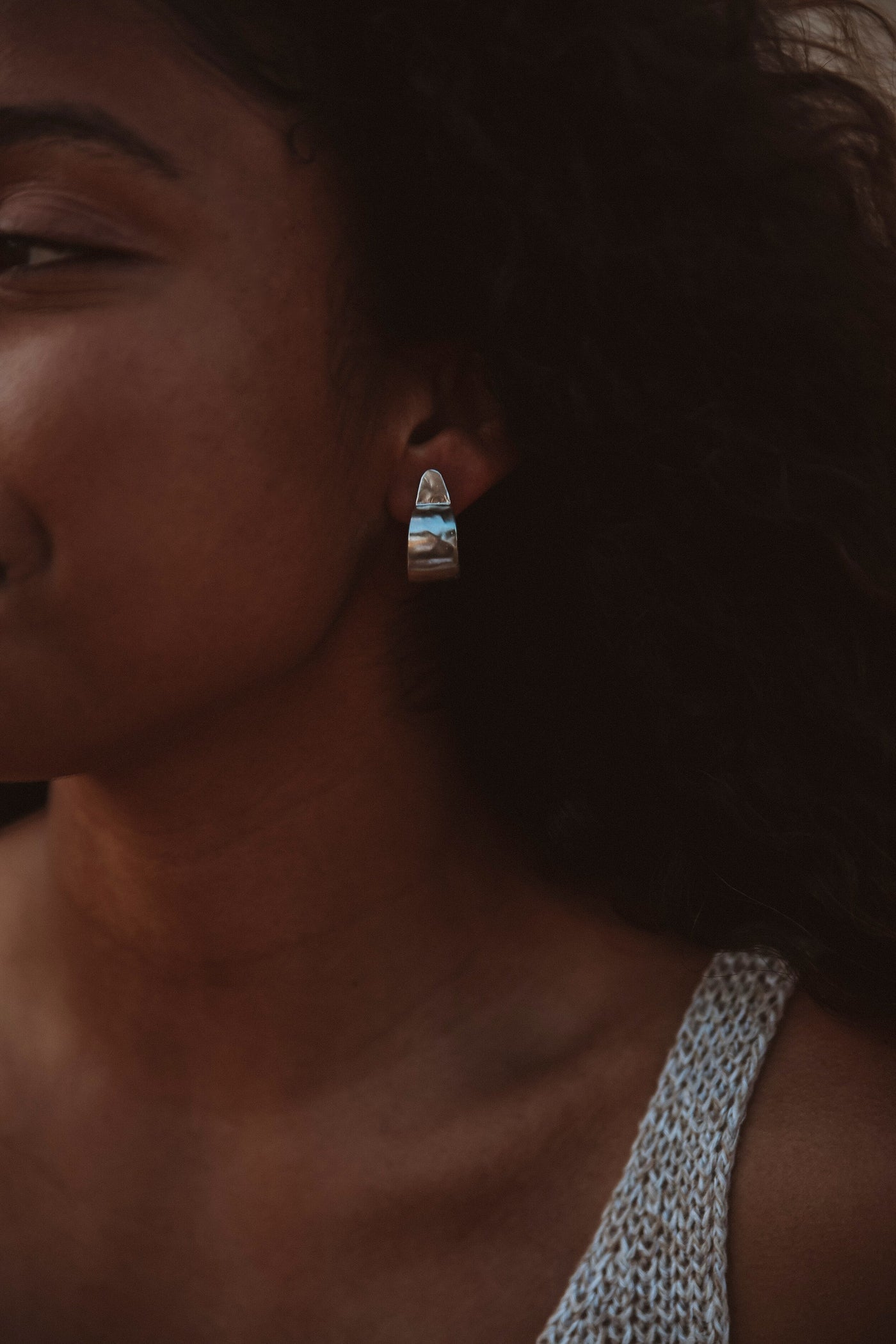 Shield Hoops - Sterling Silver