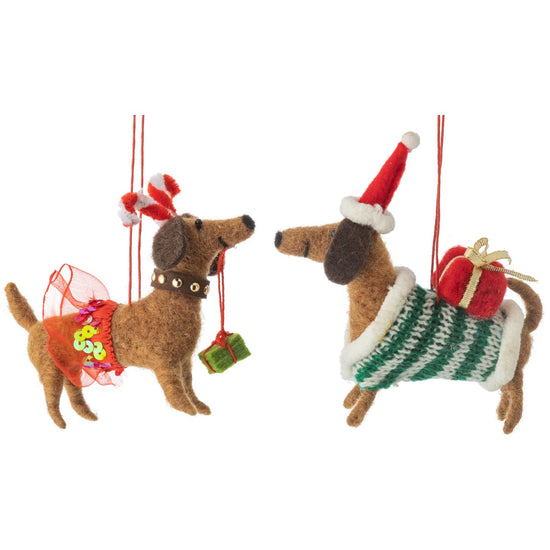 Felted Dachshund Ornament
