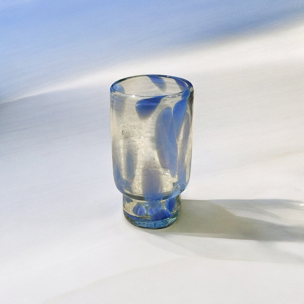 Tall Blue Flecked Glassware