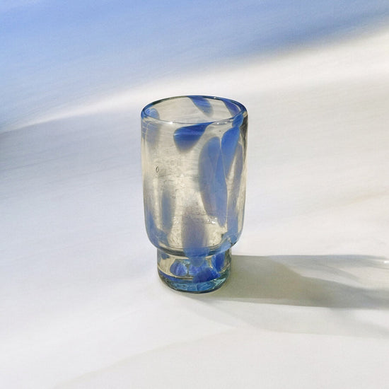 Tall Blue Flecked Glassware