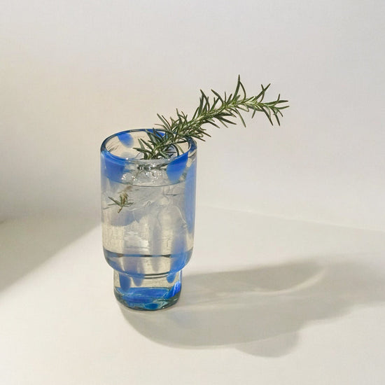 Tall Blue Flecked Glassware