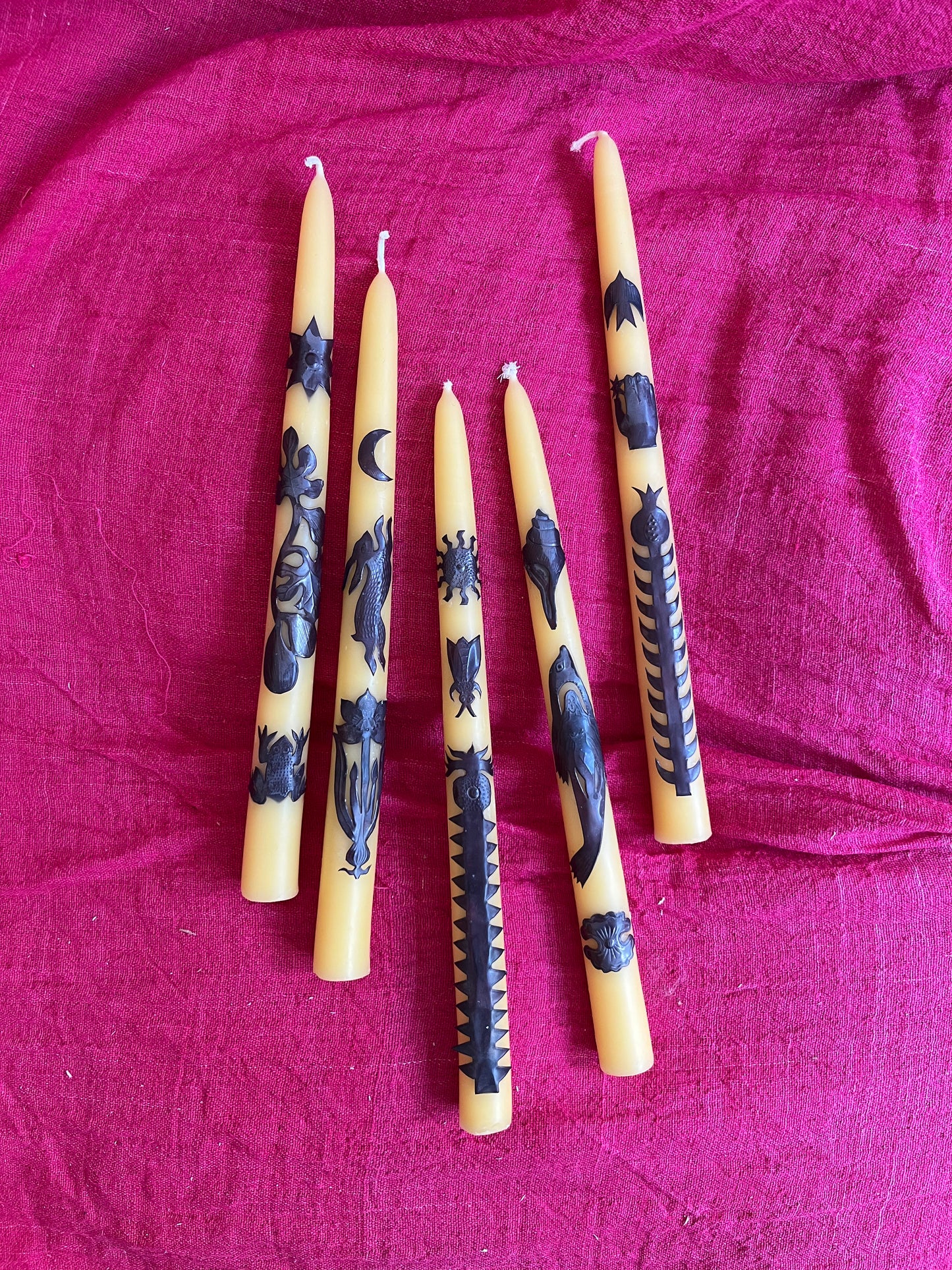Copper Adorned Beeswax Tapers