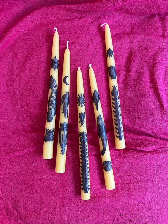Copper Adorned Beeswax Tapers