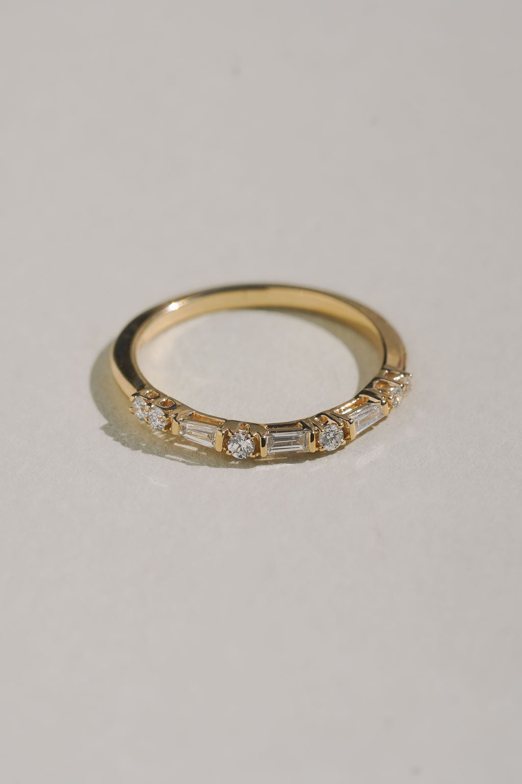 14K Gold Baguette Diamond Studded Ring