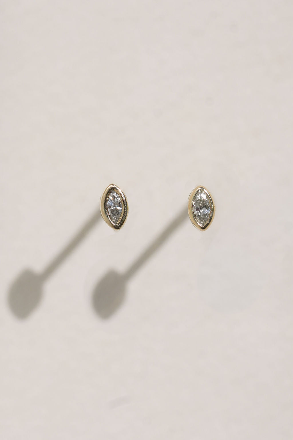 Load image into Gallery viewer, Teeny Bezel Set Marquise Studs - Diamond
