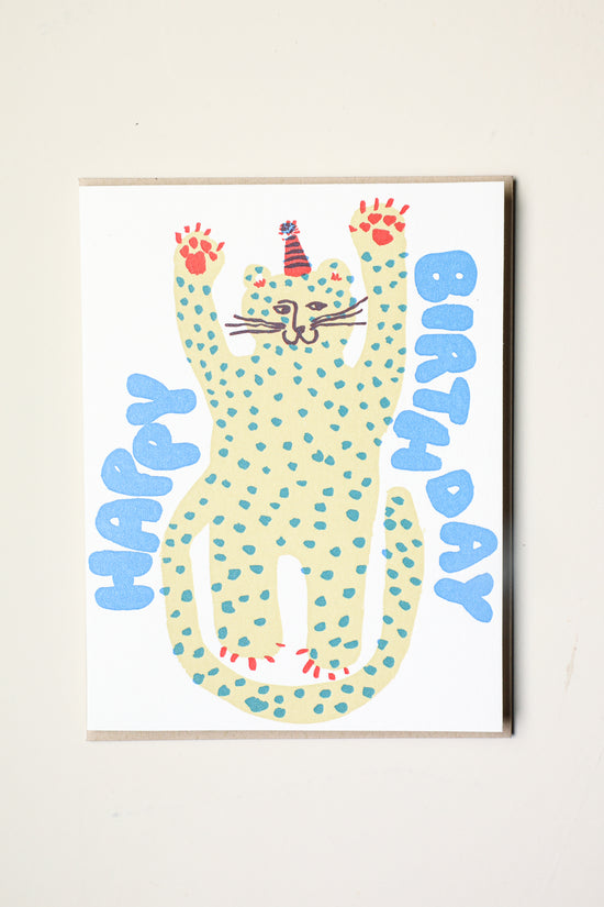 Birthday Party Cheetah Greeting Card