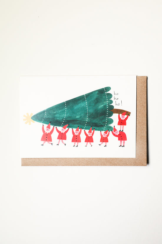 Elves and Tree Greeting Card