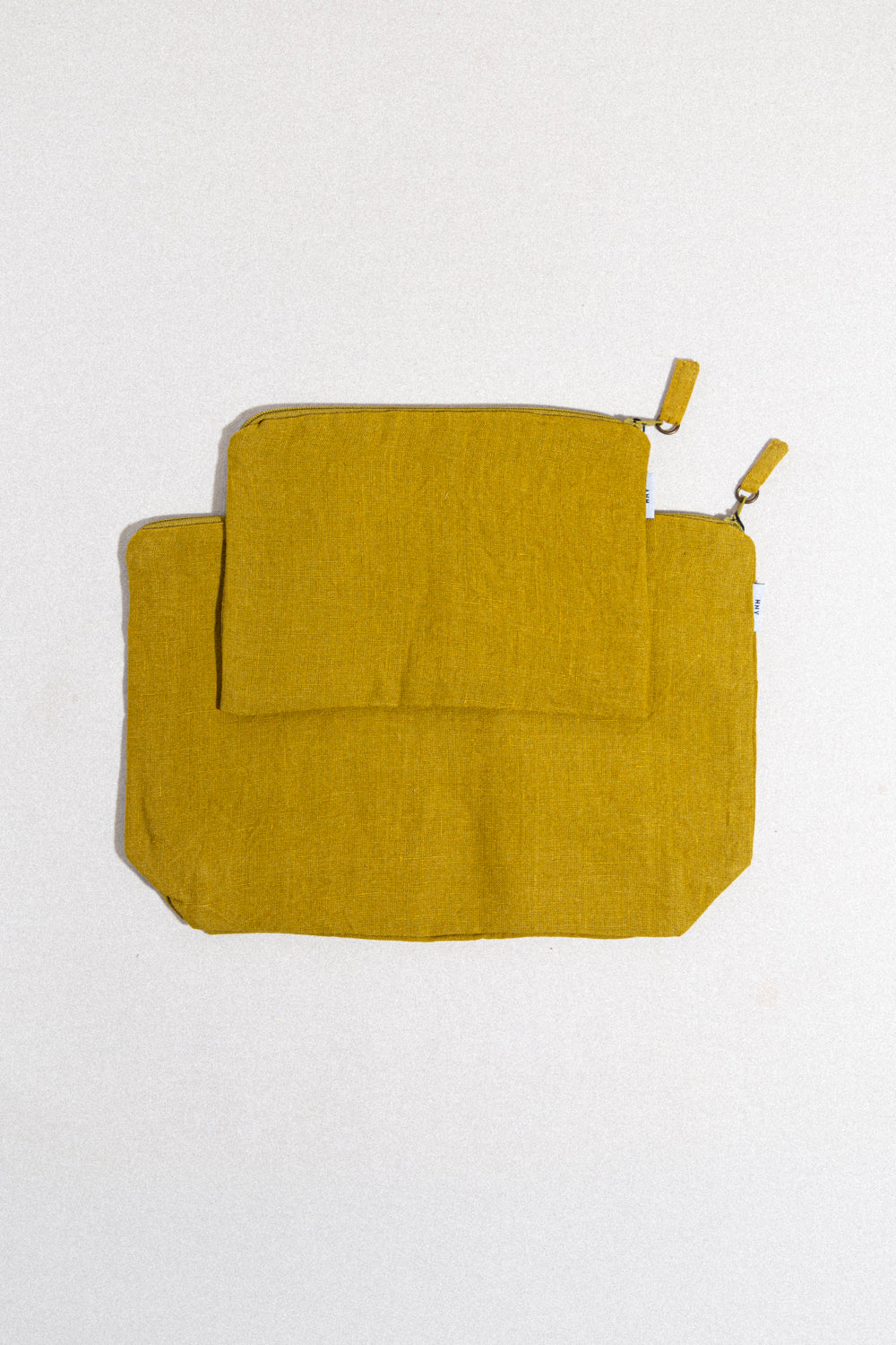 Linen Zipper Pouch / Mustard