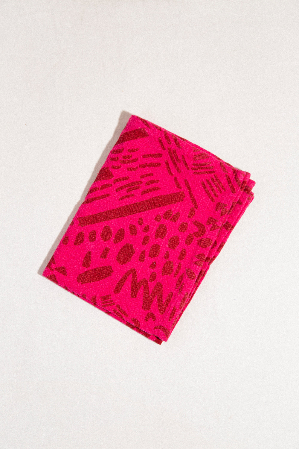 Dashes Tea Towel / Brick + Hot Pink