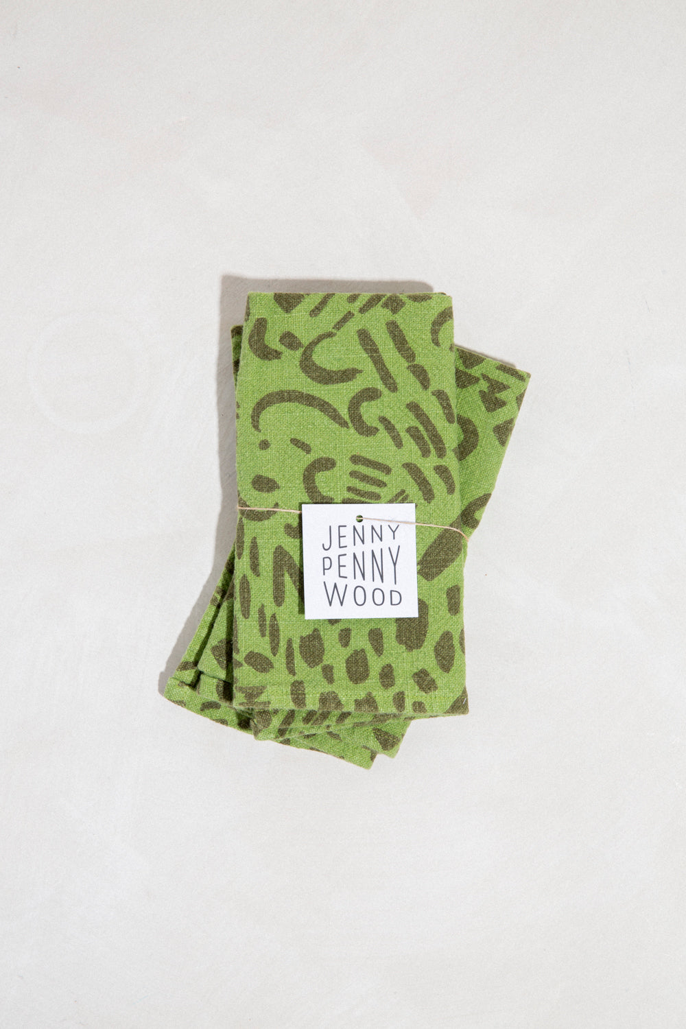 Dashes + Moon Napkin Pair / Moss