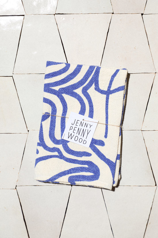 River Tea Towel Single / Cobalt + Cream