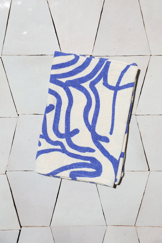 River Tea Towel Single / Cobalt + Cream