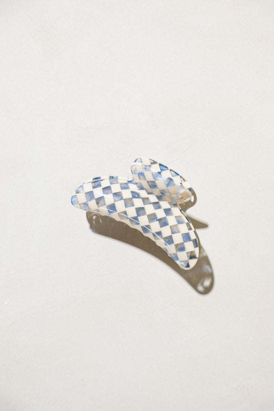 Blue Checkered Hair Clip