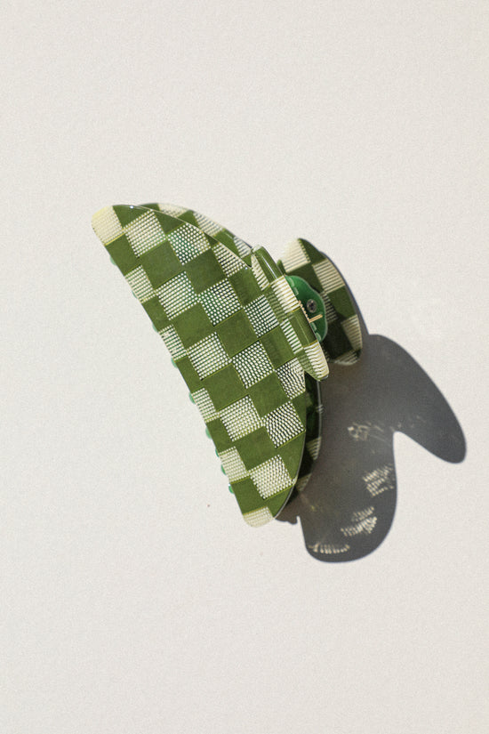 Green Checkered Hair Clip