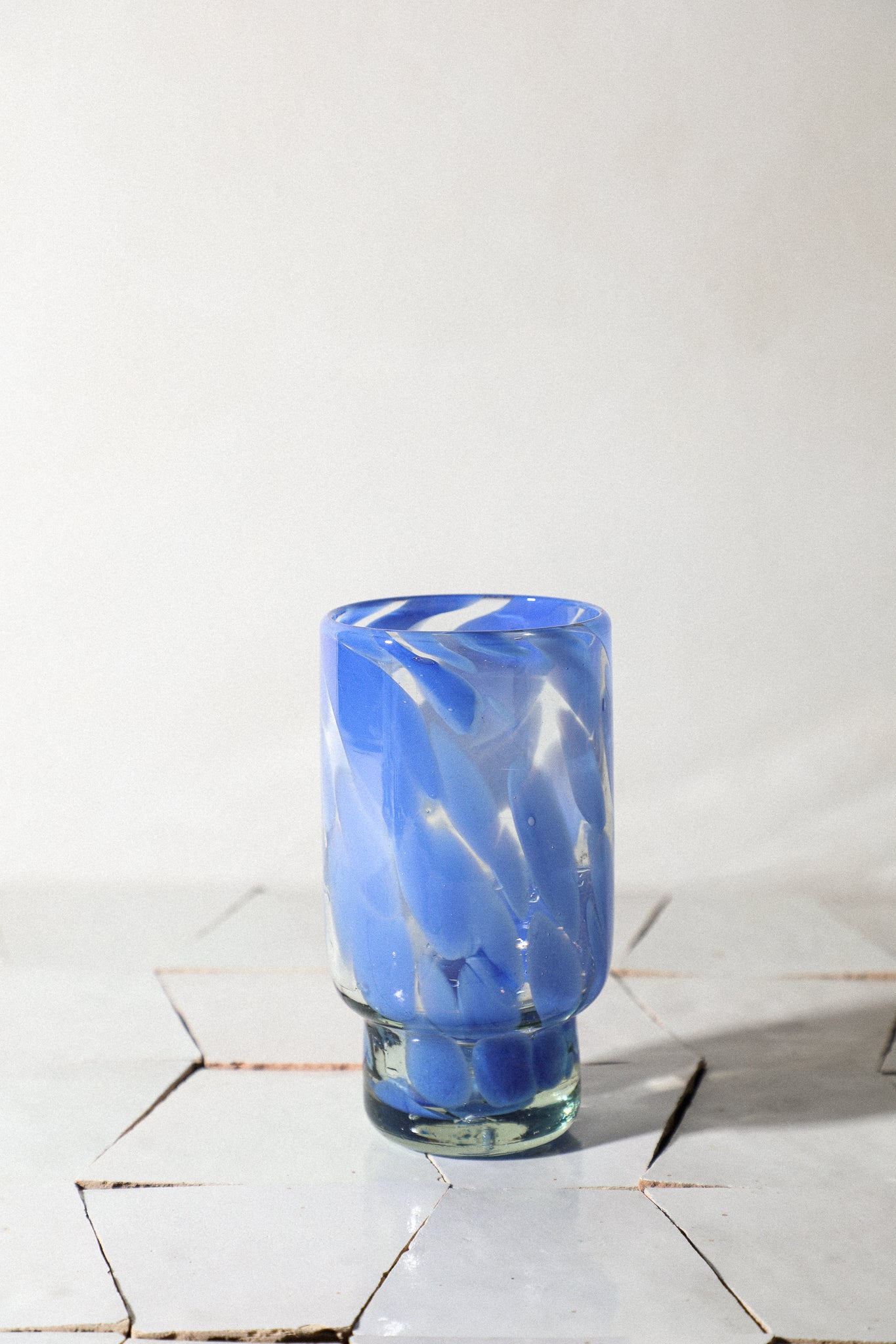 Tall Blue Flecked Glassware