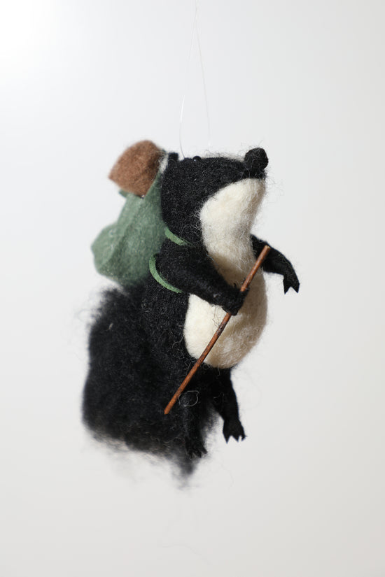 Hiking Badger Ornament