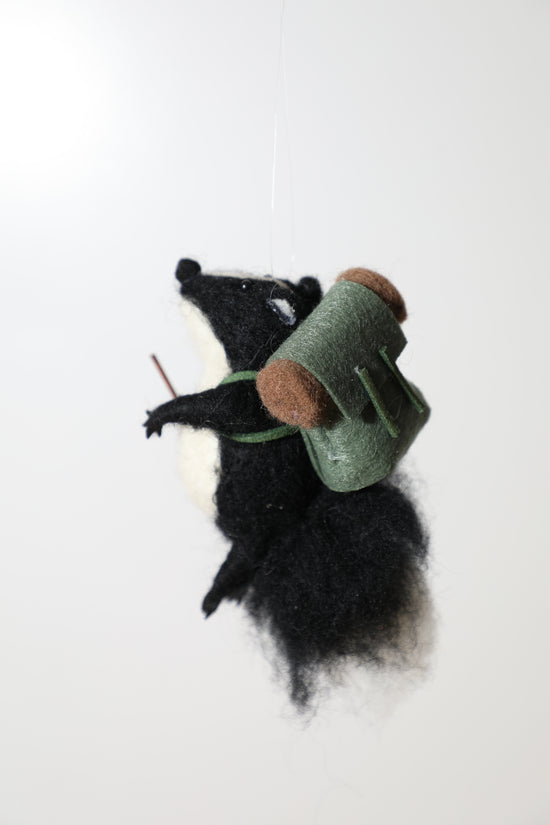 Hiking Badger Ornament