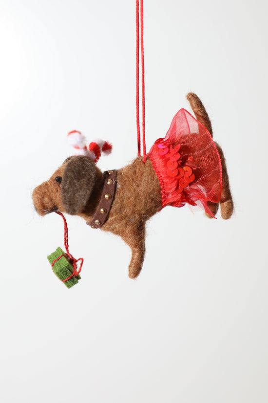 Felted Dachshund Ornament