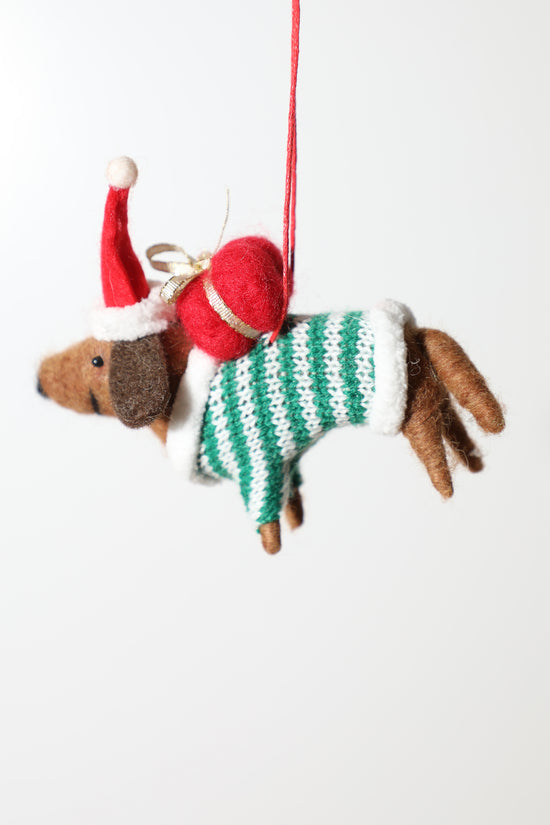 Felted Dachshund Ornament