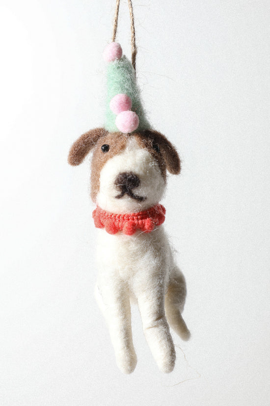 Felted Party Dog Ornament