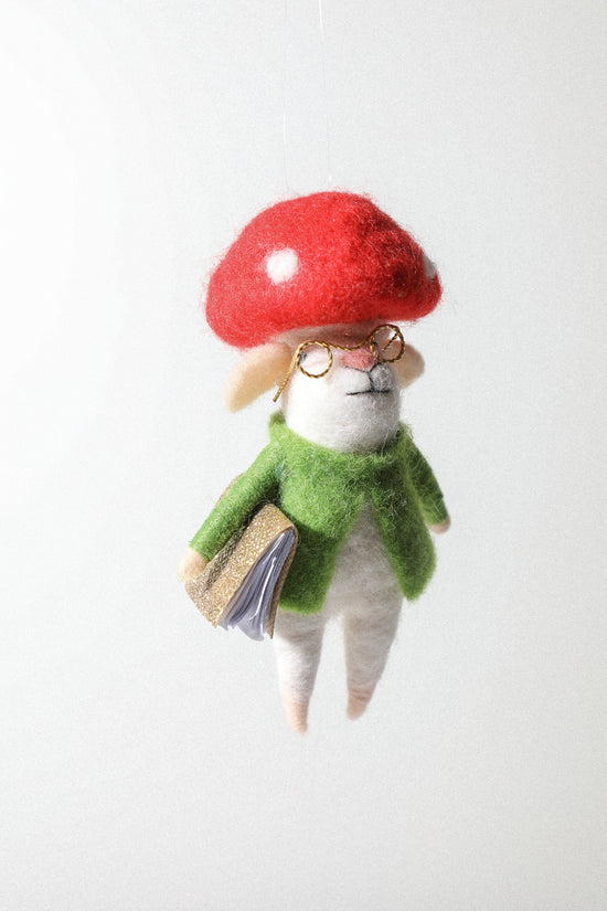 Mushroom Mouse Felted Ornament