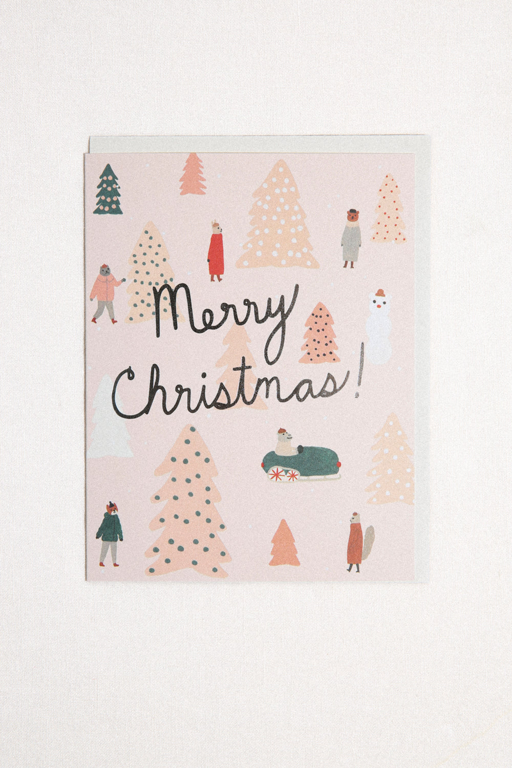 Pink Christmas Town Card