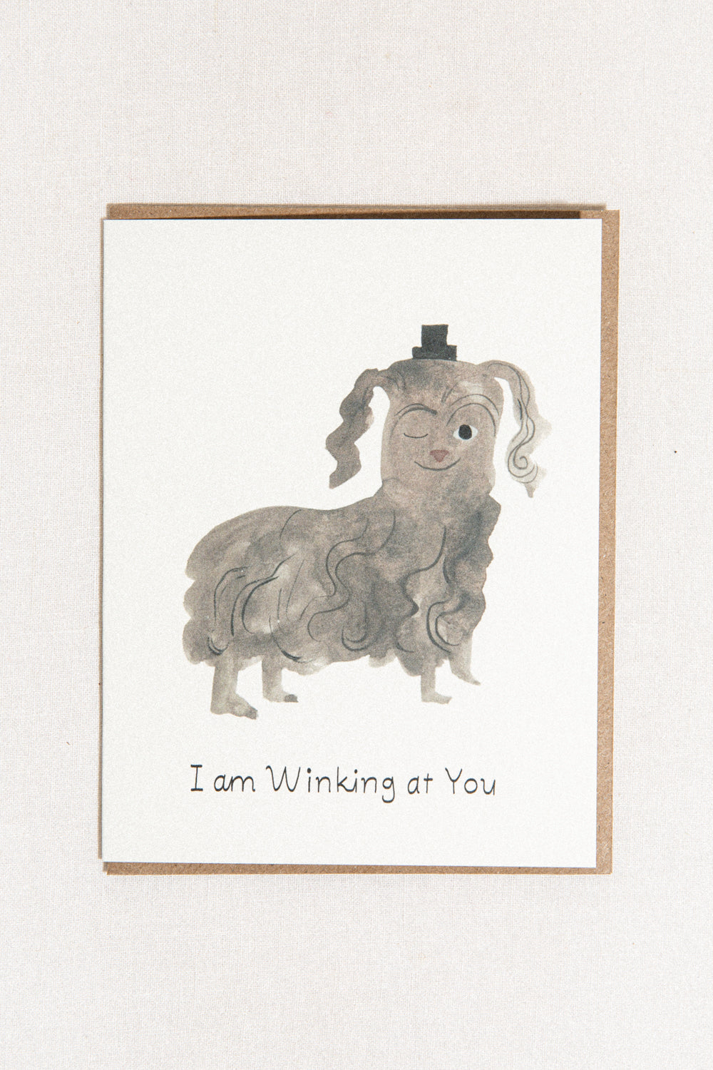 Winking Dog Greeting Card