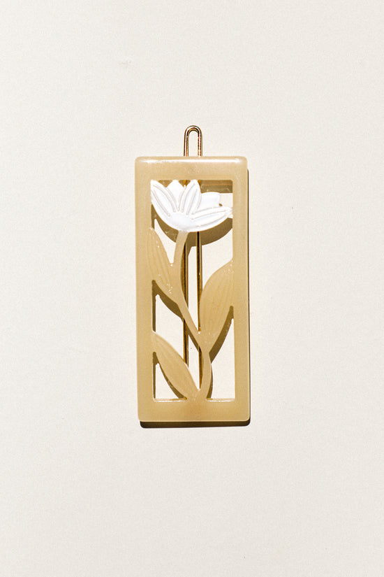 Load image into Gallery viewer, Gold Cutout Lotus Barrette
