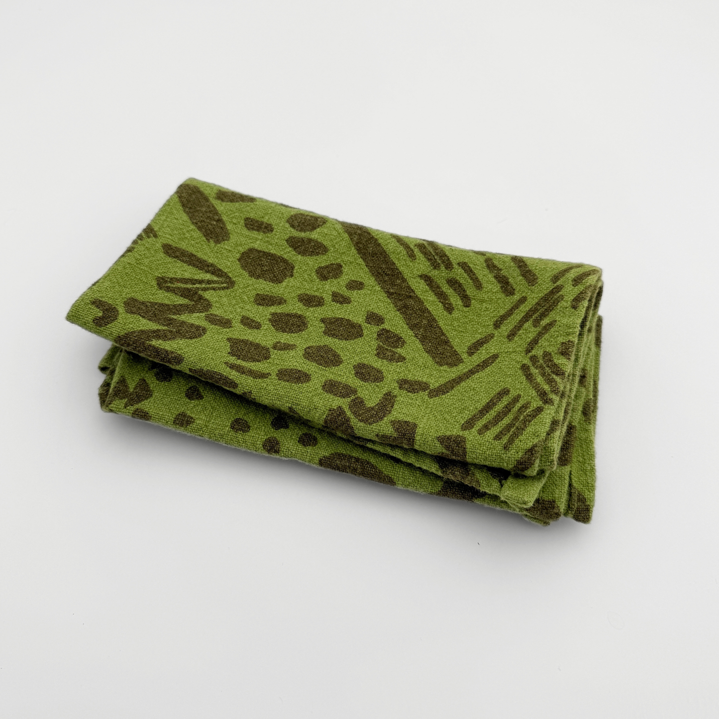 Dashes + Moon Napkin Pair / Moss