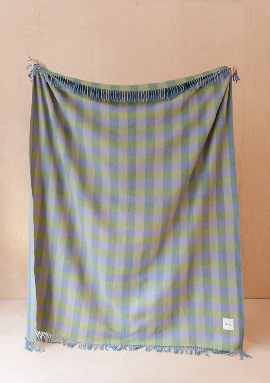 Green Gingham Recycled Wool Blanket