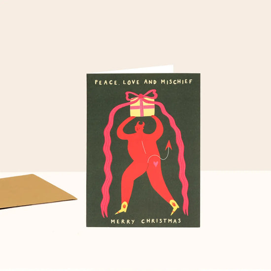 Peace, Love and Mischief Greeting Card