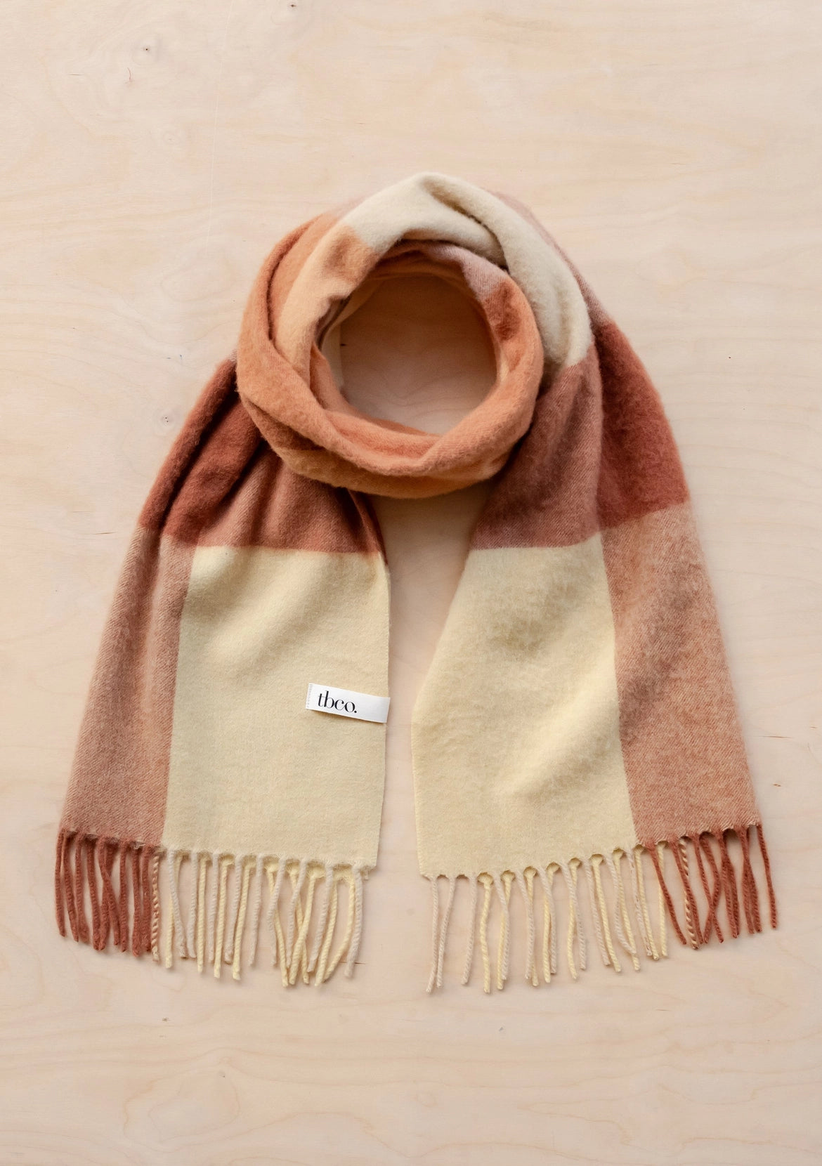 Lambswool Oversized Scarf in Brown Block Check