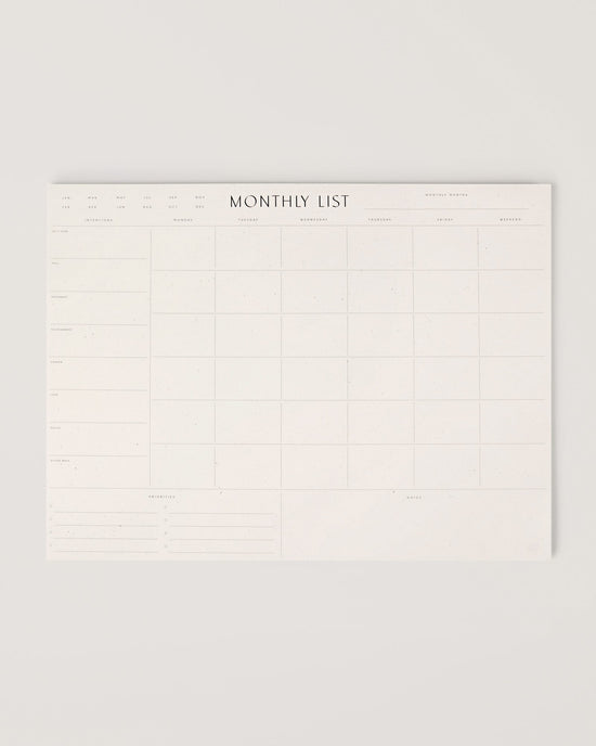 Monthly List Notepad