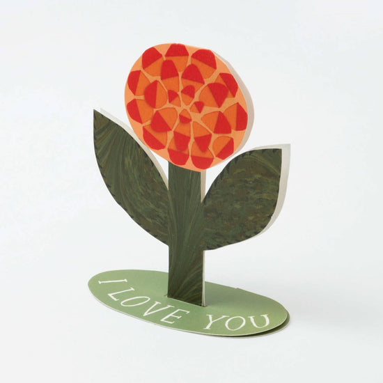 Love You Flower Standing Greeting Card