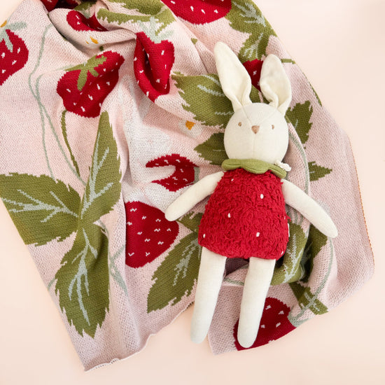 Strawberry Bunny Baby Blanket