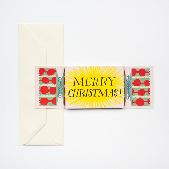 Christmas Cracker Splodge Pull Out Greeting Card