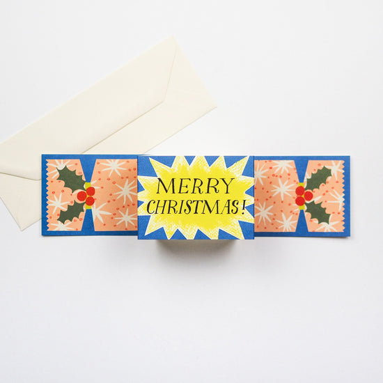 Christmas Cracker Starburst Pull Out Greeting Card
