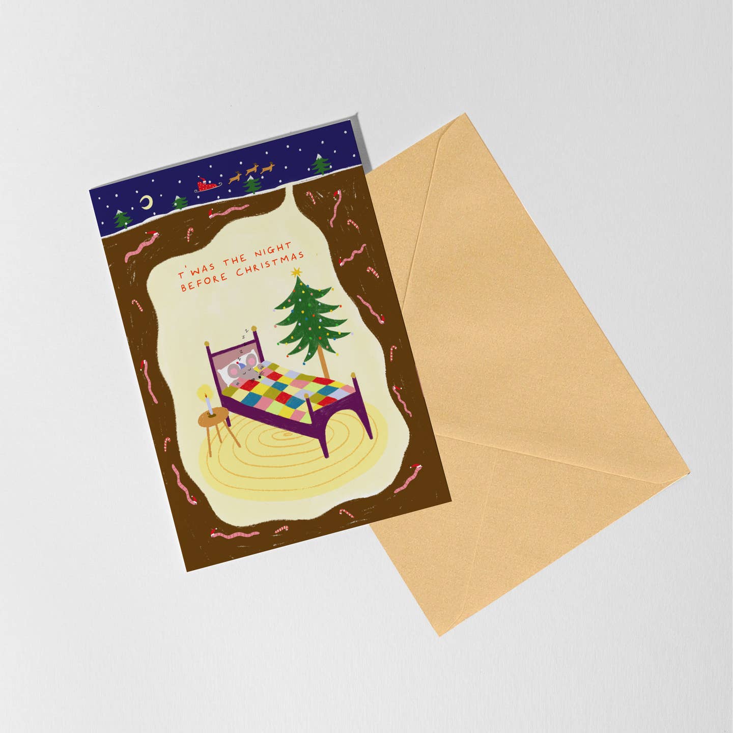 Night Before Christmas Mouse Greeting Card