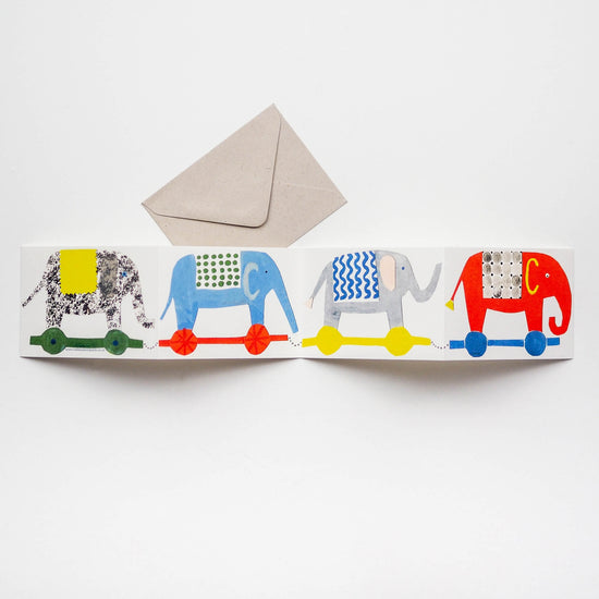 Elephants Concertina Greeting Card