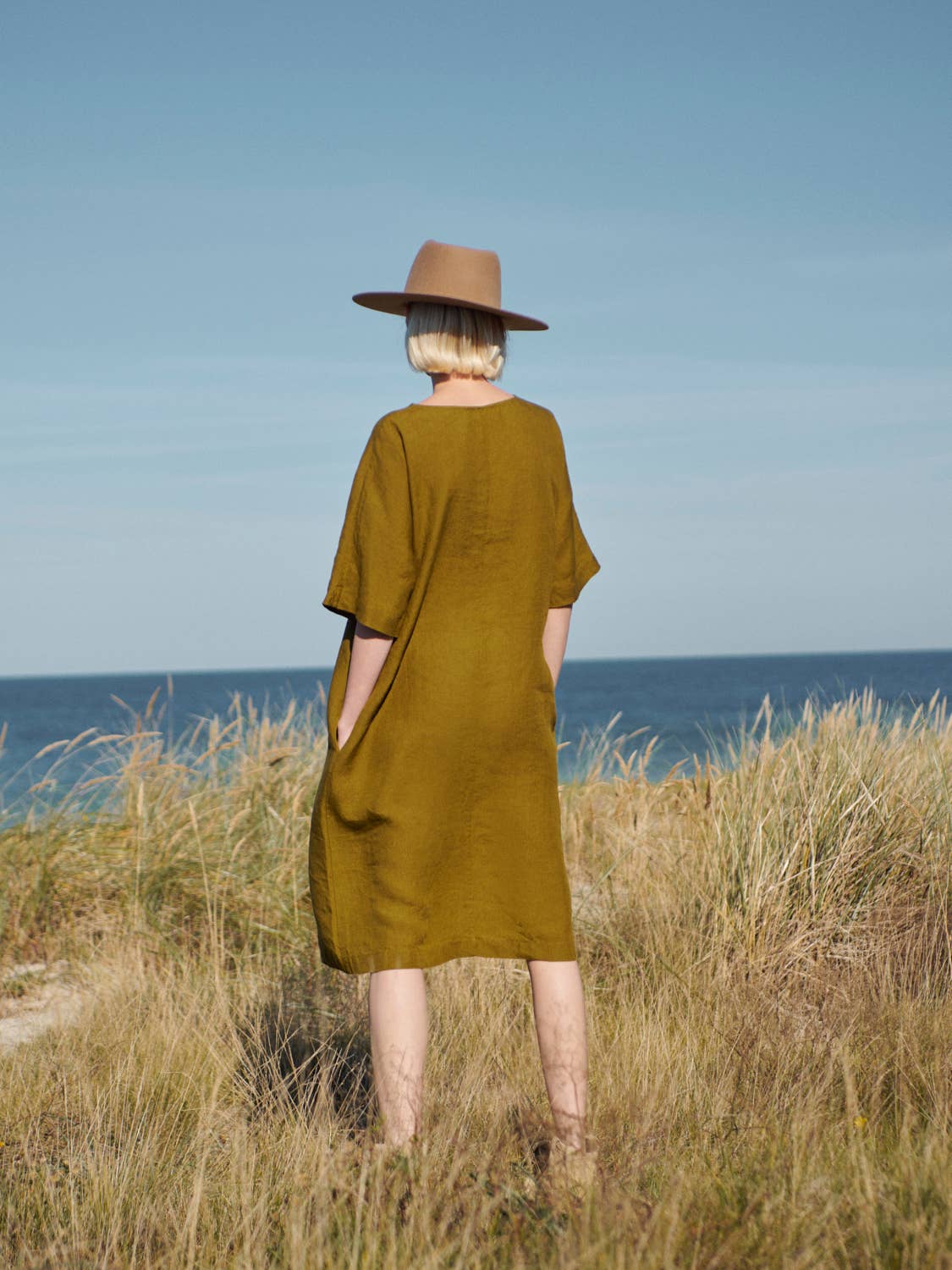 Oversized Linen Dress in Olive