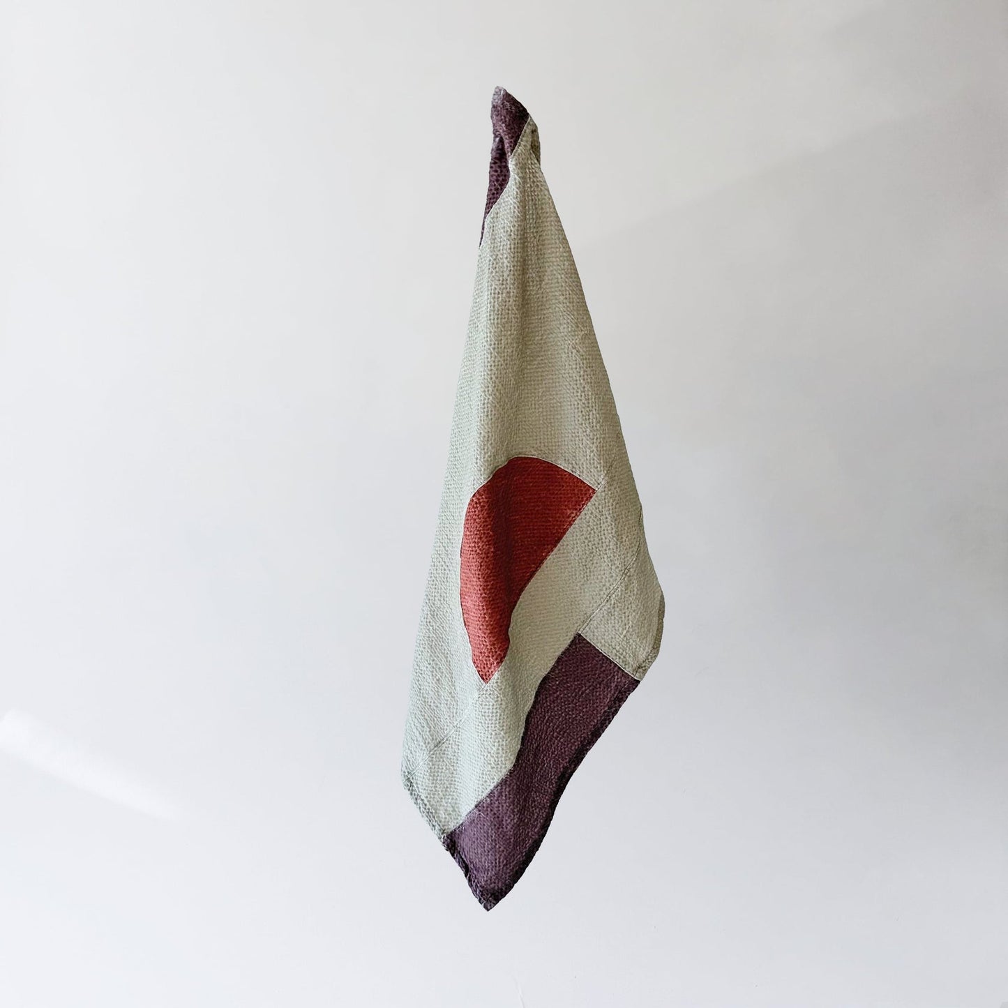 Cotton Quilt Tea Towel / Fog + Plum