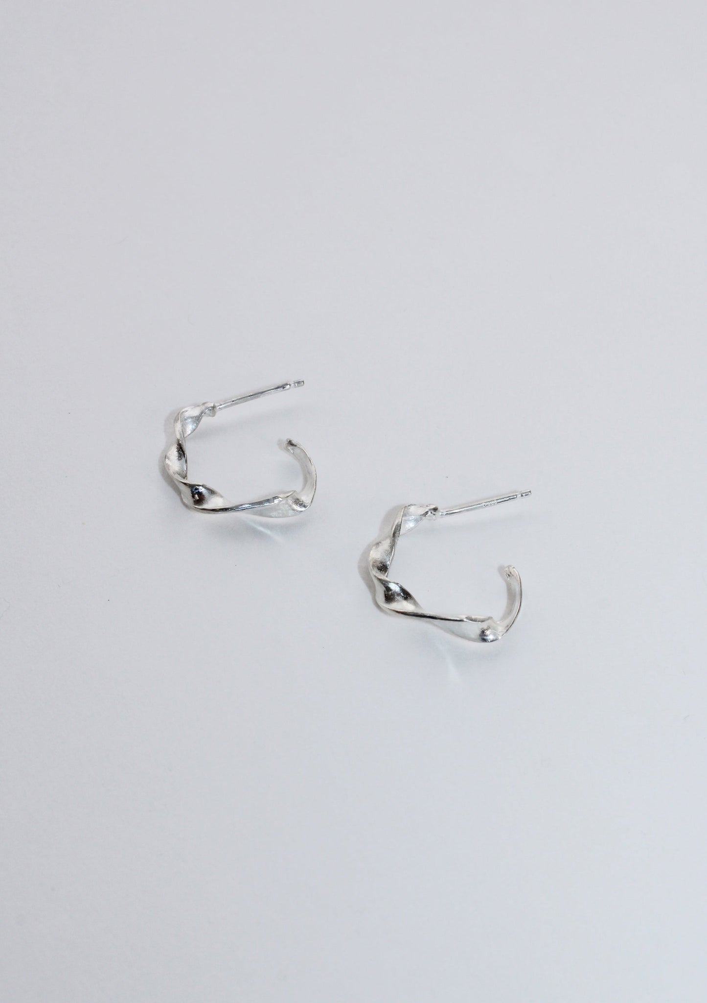 Sculpted Twisted Hoops - Silver
